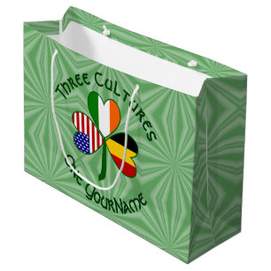 Belgian Irish American Shamrock Flag Personalised Large Gift Bag