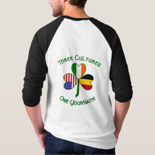 Belgian Irish American Shamrock Flag Personalised T-Shirt
