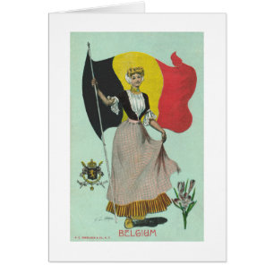 Belgian Lady & Flag - Early 1900s