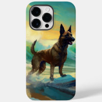 Belgian Malinoi Beach Surfing Painting