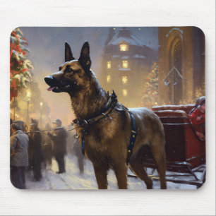 Belgian Malinoi Christmas Festive Season Mouse Pad
