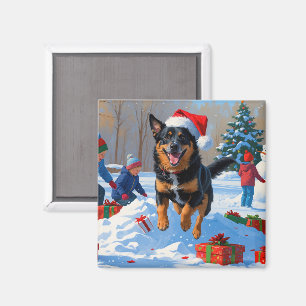 Belgian Malinoi Christmas Festive Snow Scene Magnet