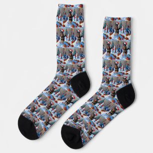 Belgian Malinoi Christmas Festive Snow Scene Socks