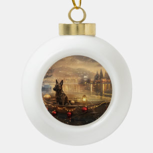 Belgian Malinoi Christmas Festive Voyage Ceramic Ball Christmas Ornament