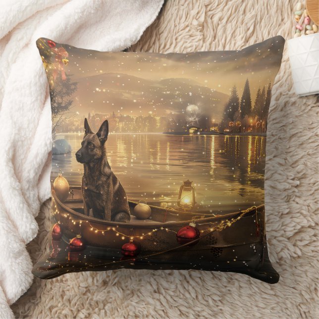 Belgian Malinoi Christmas Festive Voyage Cushion (Blanket)