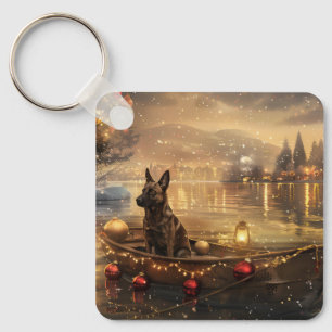Belgian Malinoi Christmas Festive Voyage Key Ring