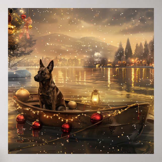 Belgian Malinoi Christmas Festive Voyage Poster (Front)