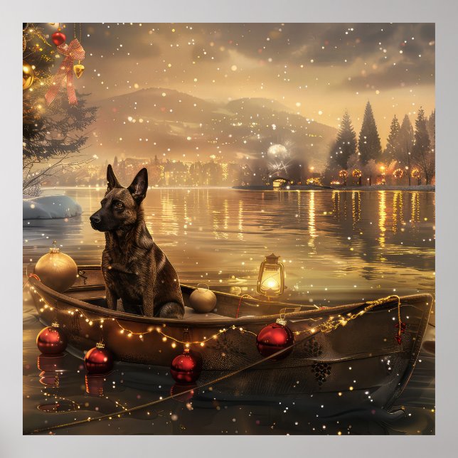 Belgian Malinoi Christmas Festive Voyage Poster (Front)