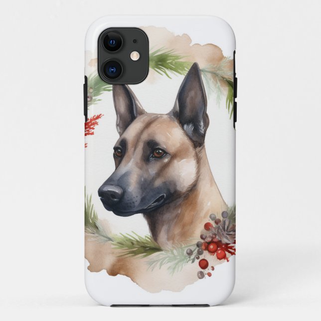 Belgian Malinoi Christmas Wreath Festive Pup  Case-Mate iPhone Case (Back)