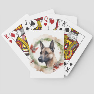 Belgian Malinoi Christmas Wreath Festive Pup Playing Cards