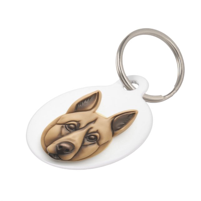 Belgian Malinoi Dog 3D Inspired Pet Tag (Side)