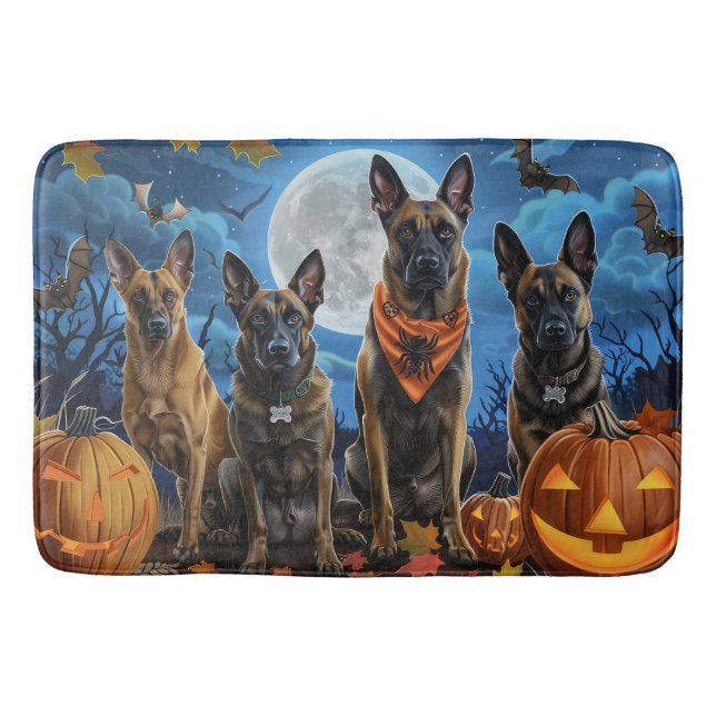 Belgian Malinoi Halloween Spooky Bath Mat (Front)