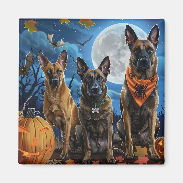 Belgian Malinoi Halloween Spooky Magnet (Front)