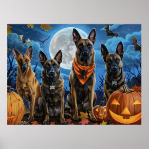 Belgian Malinoi Halloween Spooky Poster