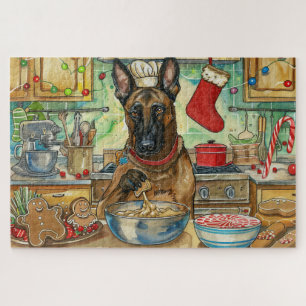 Belgian Malinoi Holiday Baking: Festive Christmas Jigsaw Puzzle