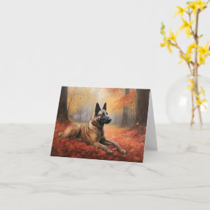 Belgian Malinoi in Autumn Leaves Fall Inspire  Card