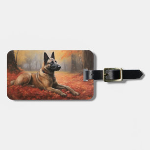 Belgian Malinoi in Autumn Leaves Fall Inspire Luggage Tag