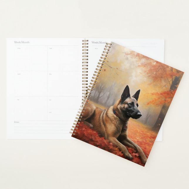 Belgian Malinoi in Autumn Leaves Fall Inspire  Planner (Display)