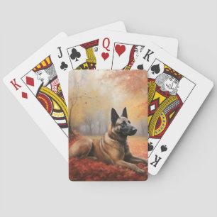 Belgian Malinoi in Autumn Leaves Fall Inspire Playing Cards