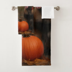 Belgian Malinoi Puppy Autumn Delight Pumpkin Bath Towel Set