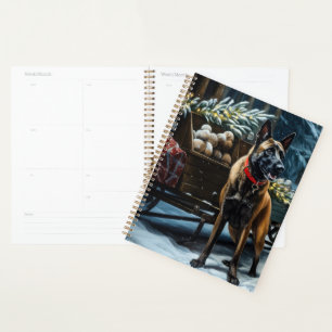 Belgian Malinoi Snowy Sleigh Christmas Decor Planner