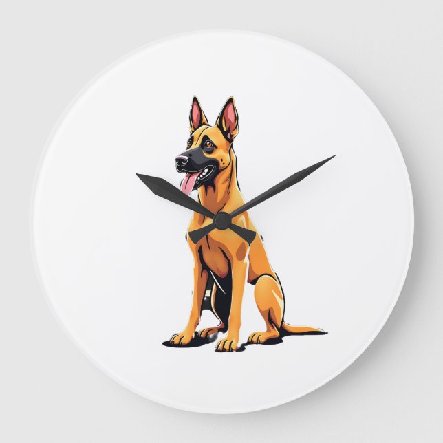 Belgian Malinois (3) Large Clock (Front)