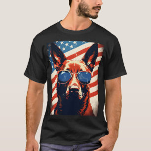 Belgian Malinois 4th of July american flag T-Shirt