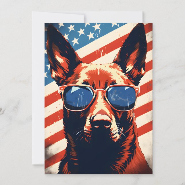 Belgian Malinois 4th of July Independence day Holiday Card (Front)