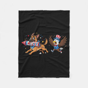 Belgian Malinois Aamerican Usa Flag Memorial Day Fleece Blanket