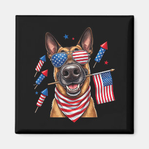 Belgian Malinois Aamerican Usa Flag Memorial Day Magnet