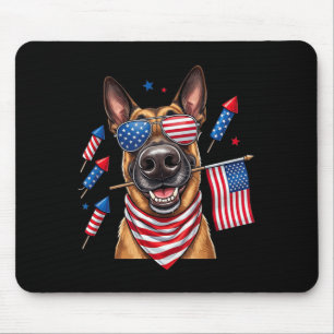 Belgian Malinois Aamerican Usa Flag Memorial Day Mouse Pad
