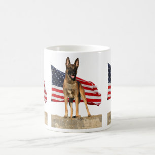 Belgian Malinois and Flag Mug