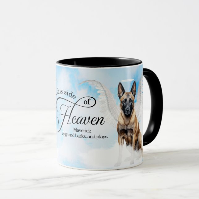 Belgian Malinois Angel Personalised Pet Memorial Mug (Front Right)