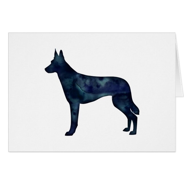 Belgian Malinois Black Watercolor Silhouette Card (Front Horizontal)