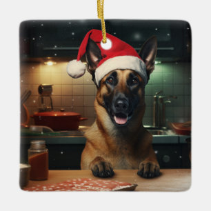 Belgian Malinois Christmas Cookies Festive Holiday Ceramic Ornament