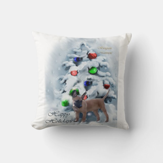 Belgian Malinois Christmas Cushion (Front)
