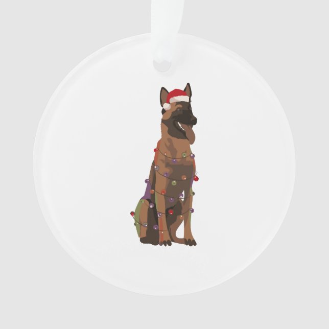 Belgian Malinois Christmas Lights Xmas Dog Lover Ornament (Front)