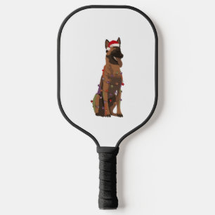 Belgian Malinois Christmas Lights Xmas Dog Lover Pickleball Paddle