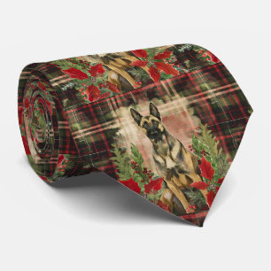 Belgian Malinois Christmas Plaid Tie