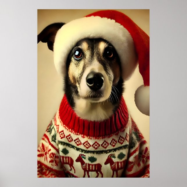 Belgian Malinois Christmas Print, Funny Holiday Poster (Front)