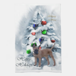 Belgian Malinois Christmas Tea Towel