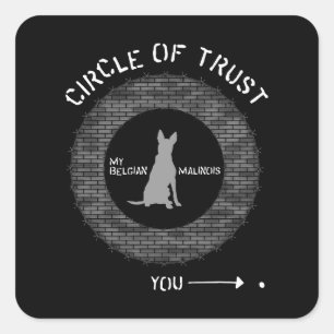 Belgian Malinois Circle of Trust Brick Barbwire Square Sticker