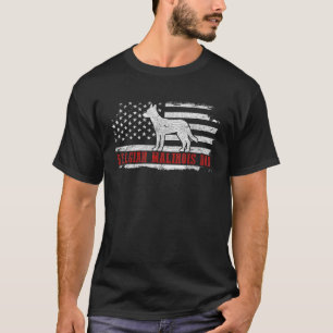 Belgian Malinois Dad Distressed American Flag Patr T-Shirt