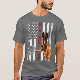 Belgian Malinois Dad Dog American Flag for Men  T-Shirt