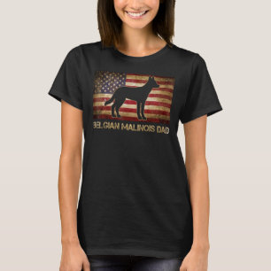 Belgian Malinois Dad Vintage American Flag Patriot T-Shirt
