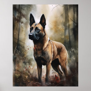 Belgian Malinois Dog Art Print Poster