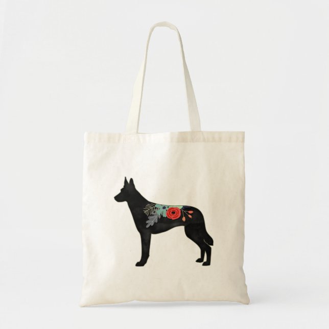 Belgian Malinois Dog Breed Bohemian Floral Saddle Tote Bag (Front)