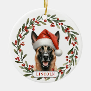 Belgian Malinois Dog Ceramic Circle Ornament