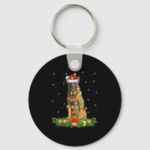 Belgian Malinois Dog Christmas Lights Funny Santa  Key Ring