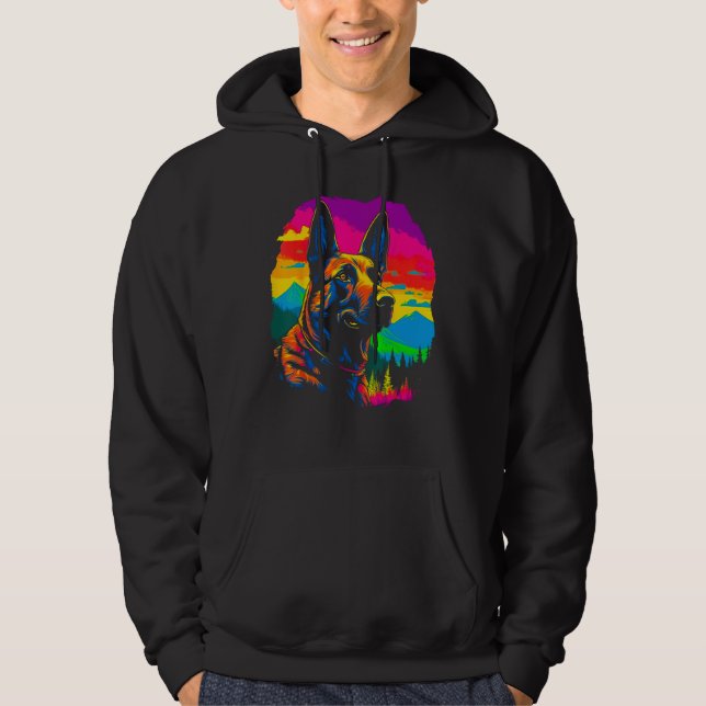 Belgian Malinois Dog Forest Hoodie (Front)